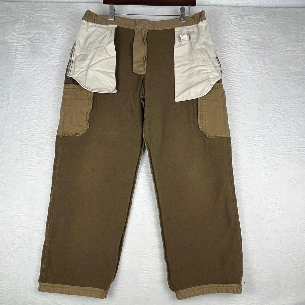 LL Bean Cargo Pants Mens 38x30 Brown Fleece Lined Cotton Canvas Outdoor 277830‎